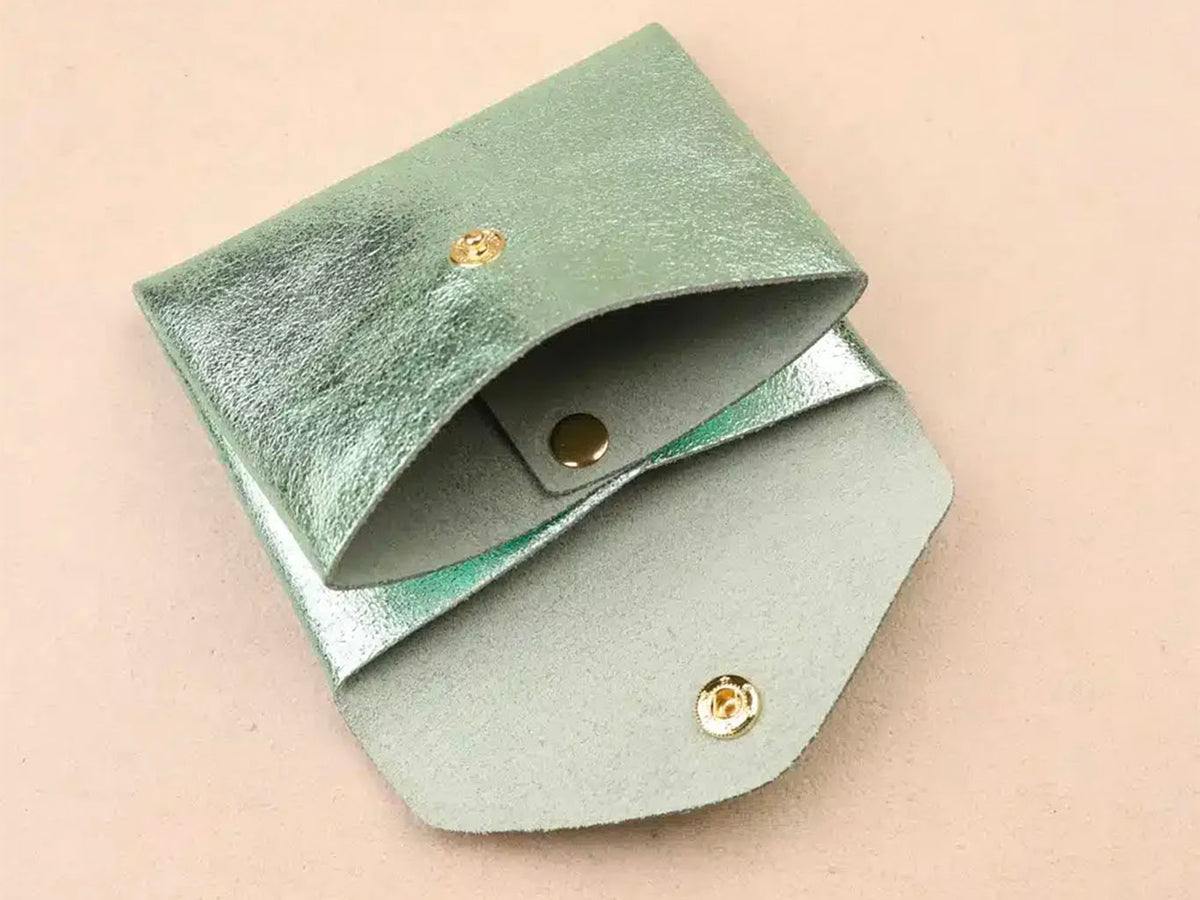achat Porte-monnaie Double Cuir - Vert métallisé
