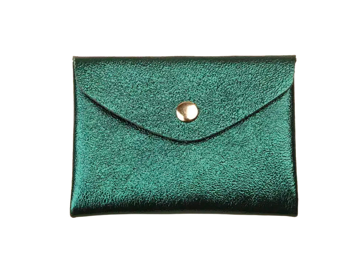 achat Porte-monnaie Double Cuir - Vert métallisé