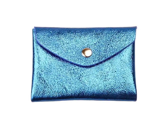 Achat Porte-monnaie Double Cuir -  Bleu métallisé