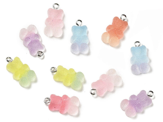 Achat Lot de 10 Breloques Oursons candy en résine translucide multicolore