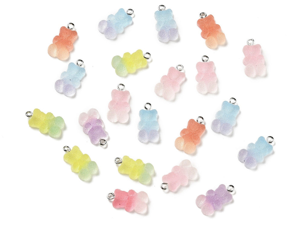 achat Lot de 10 Breloques Oursons candy en résine translucide multicolore