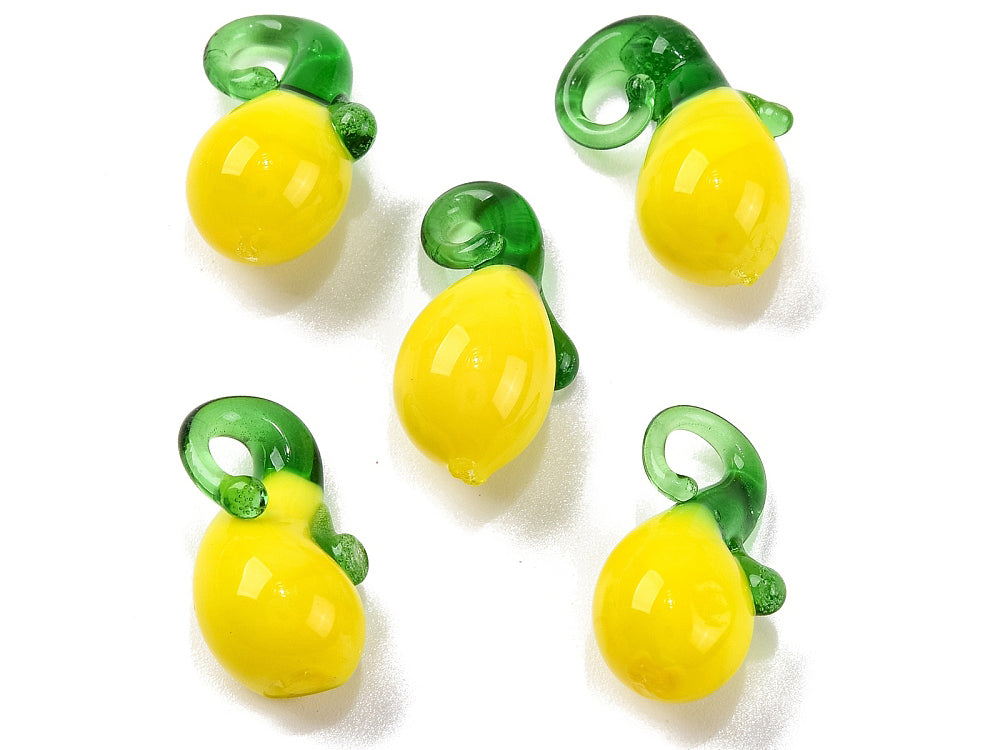 achat Breloque citron jaune en perles de verre colorées