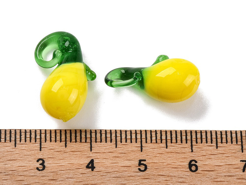 achat Breloque citron jaune en perles de verre colorées