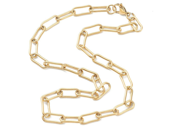 Achat Collier chaîne trombone 45,2 cm - acier inoxydable 304 doré à l’or fin