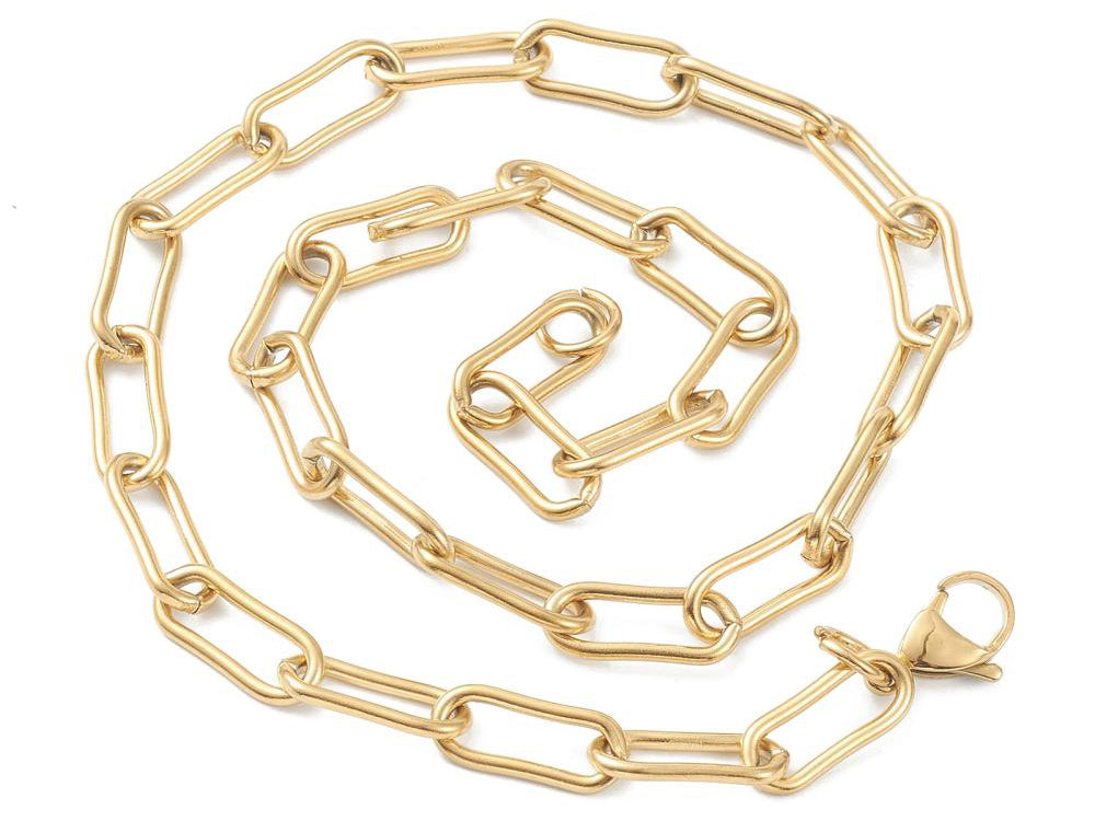 achat Collier chaîne trombone 45,2 cm - acier inoxydable 304 doré à l’or fin