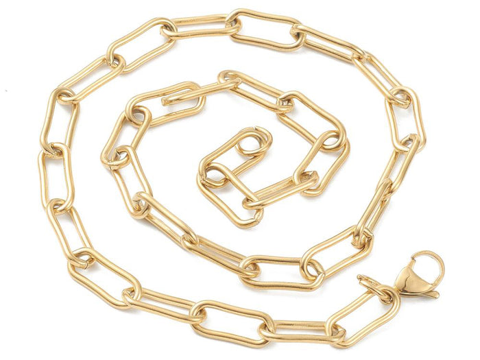 Achat Collier chaîne trombone 45,2 cm - acier inoxydable 304 doré à l’or fin