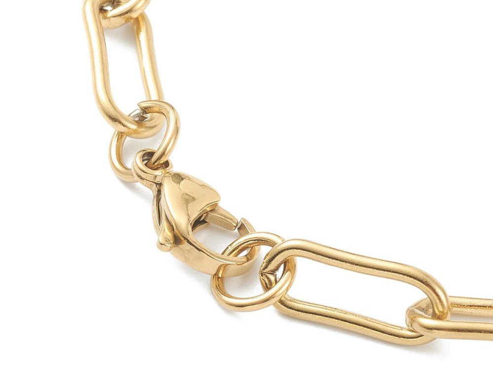 achat Collier chaîne trombone 45,2 cm - acier inoxydable 304 doré à l’or fin