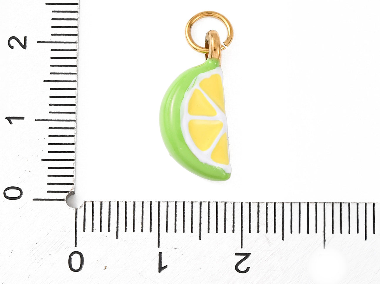 achat Breloque quartier de citron vert émaillée - acier inoxydable 304 doré