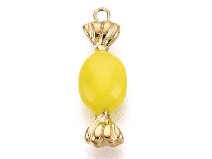 Achat Breloque bonbon jaune - acier inoxydable 304 doré à l’or fin
