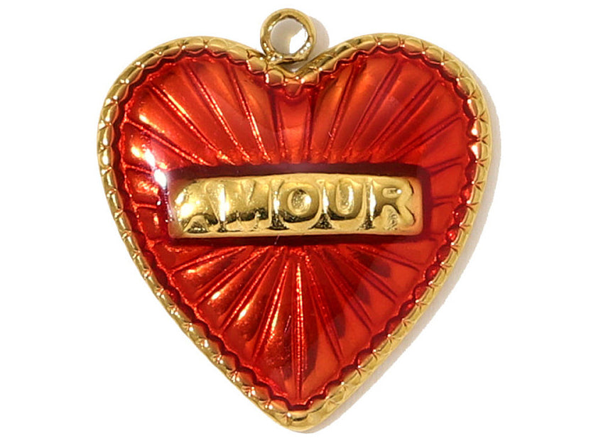 Achat Breloque cœur poli miroir - acier inoxydable 304 doré à l’or fin