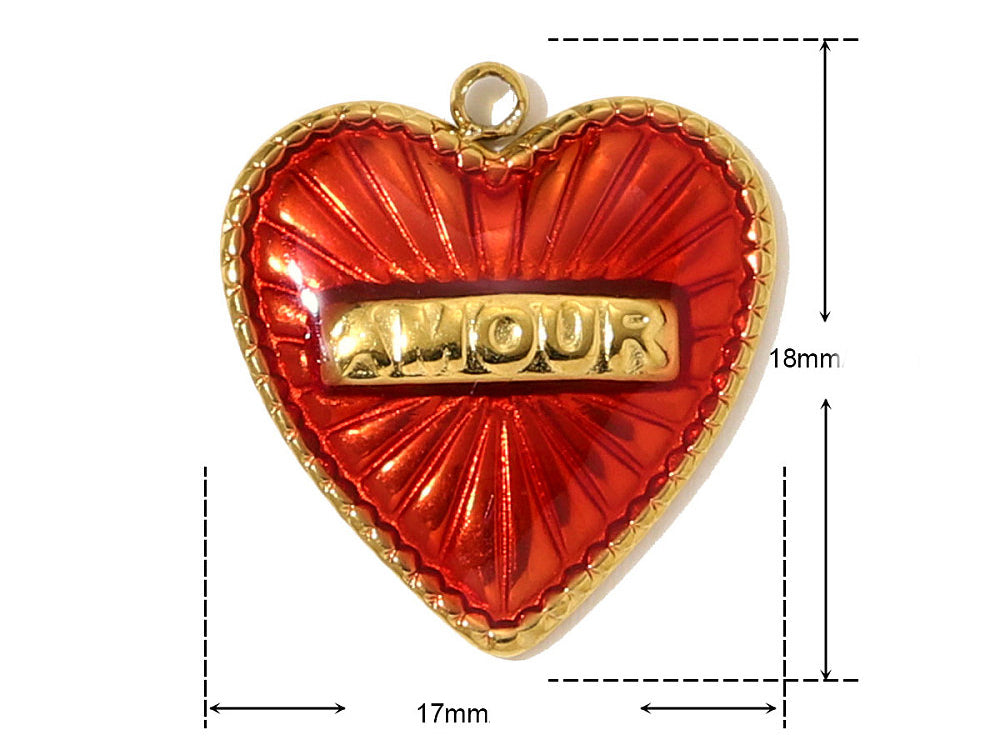 achat Breloque cœur poli miroir - acier inoxydable 304 doré à l’or fin