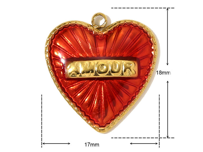 Achat Breloque cœur poli miroir - acier inoxydable 304 doré à l’or fin