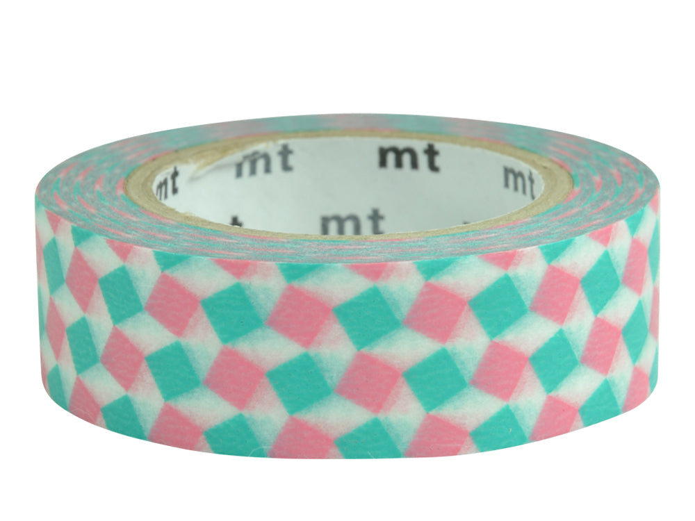 achat Masking tape motif - Carré rose et turquoise