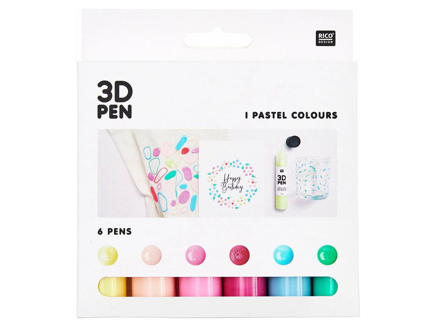 achat Set de 6 Stylos pour peinture 3D - Couleurs Pastel - Rico Design