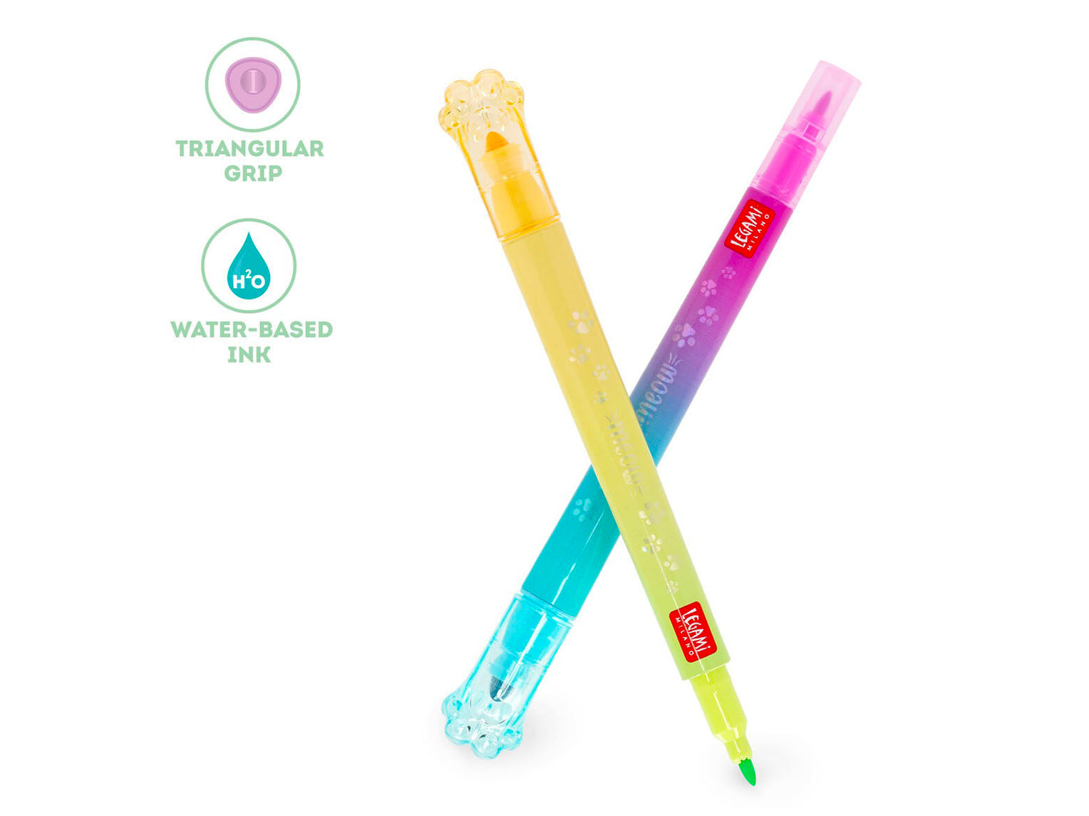 achat Set de 6 feutres double pointe paillettées couleurs réinscriptibles Meow - Legami