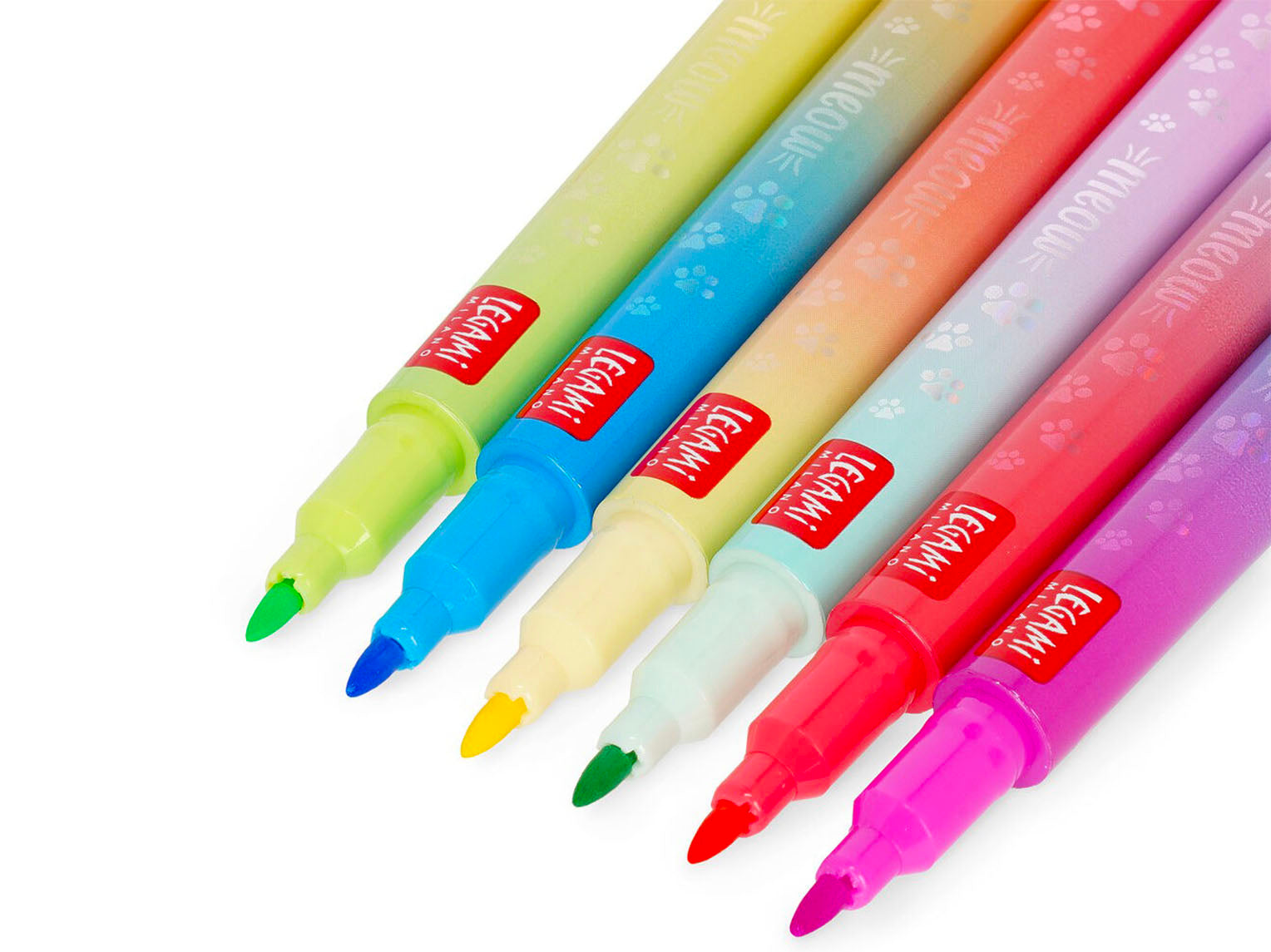 achat Set de 6 feutres double pointe paillettées couleurs réinscriptibles Meow - Legami