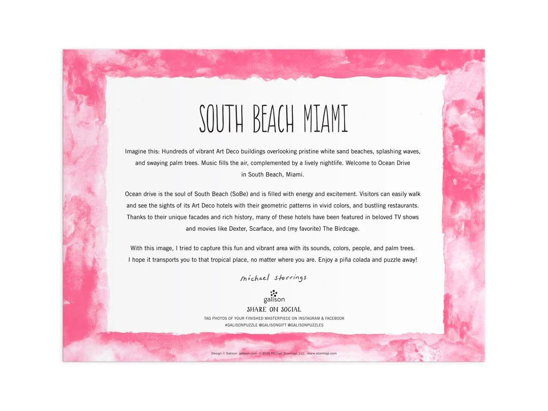 achat Puzzle South Beach Miami par Michael Storrings 1000 Pièces - Galison