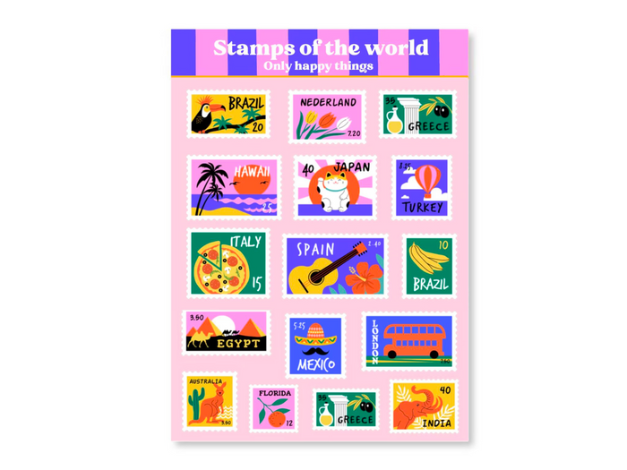 Achat Planche de Stickers Stamps of the world - Only Happy Things
