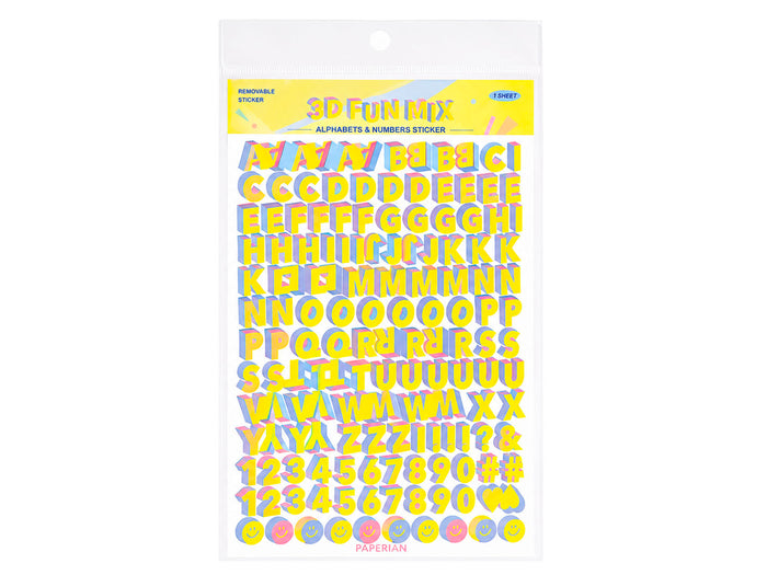 Achat Stickers 3D lettres et chiffres - Jaune