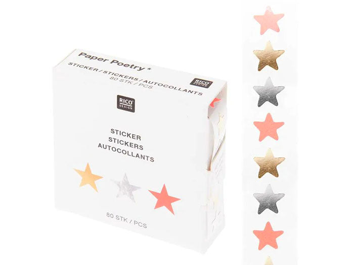 achat Autocollants Mini Etoiles, Fluo / Or /Argent - Rico Design