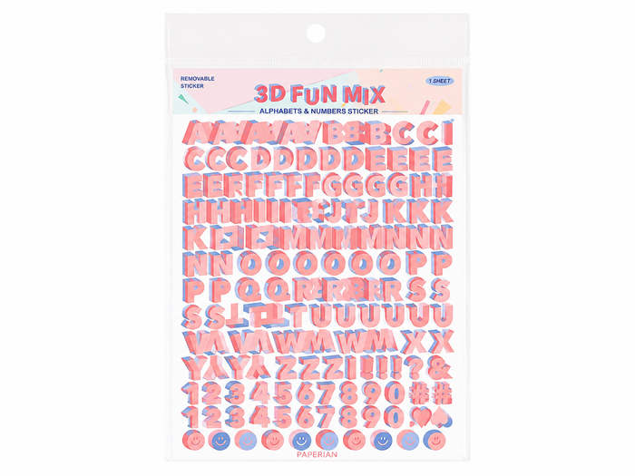 Achat Stickers 3D lettres et chiffres - Rose pastel