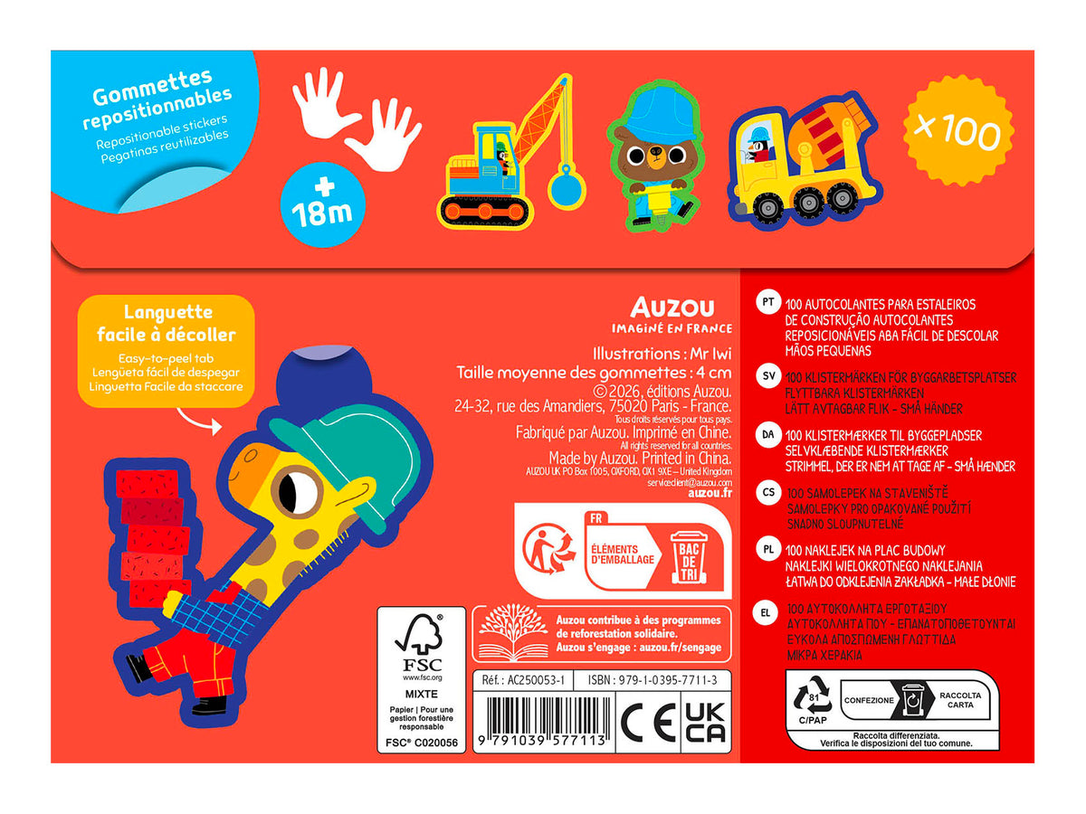 achat Pochette de 100 gommettes - Le Chantier - Auzou