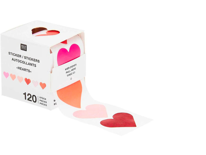 Achat Autocollants coeurs, rouge, holographique 120 pcs - Rico Design