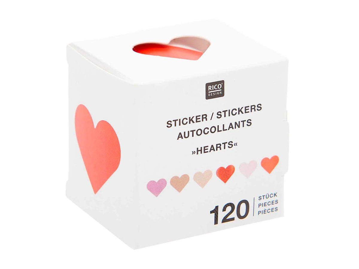 achat Autocollants coeurs, rouge, holographique 120 pcs - Rico Design
