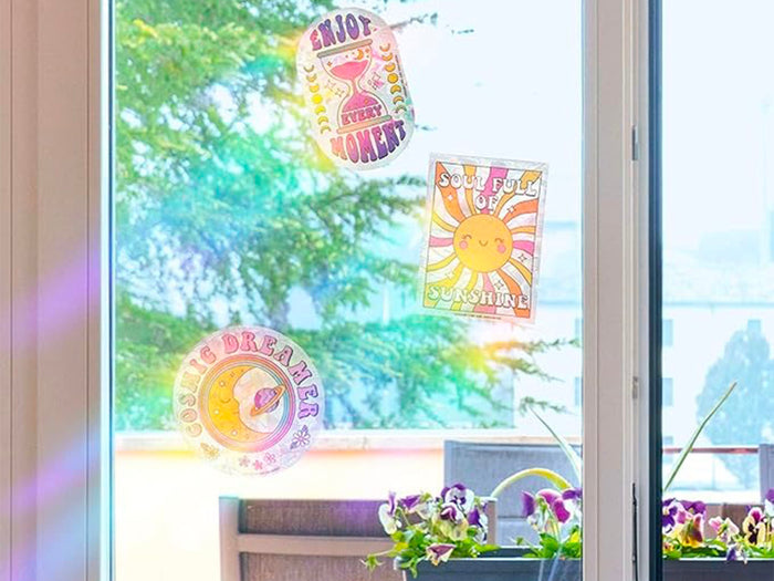 Achat 4 Stickers repositionnables Suncatcher Groovy arc-en-ciel - Legami