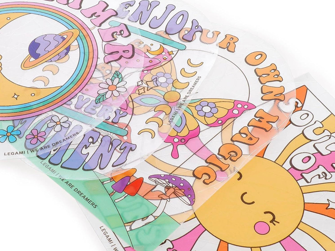 achat 4 Stickers repositionnables Suncatcher Groovy arc-en-ciel - Legami