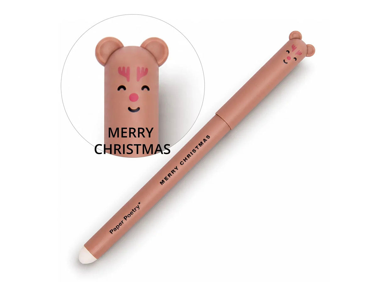 achat Stylo gel effaçable Renne X-mas - Encre noire - Paper Poetry