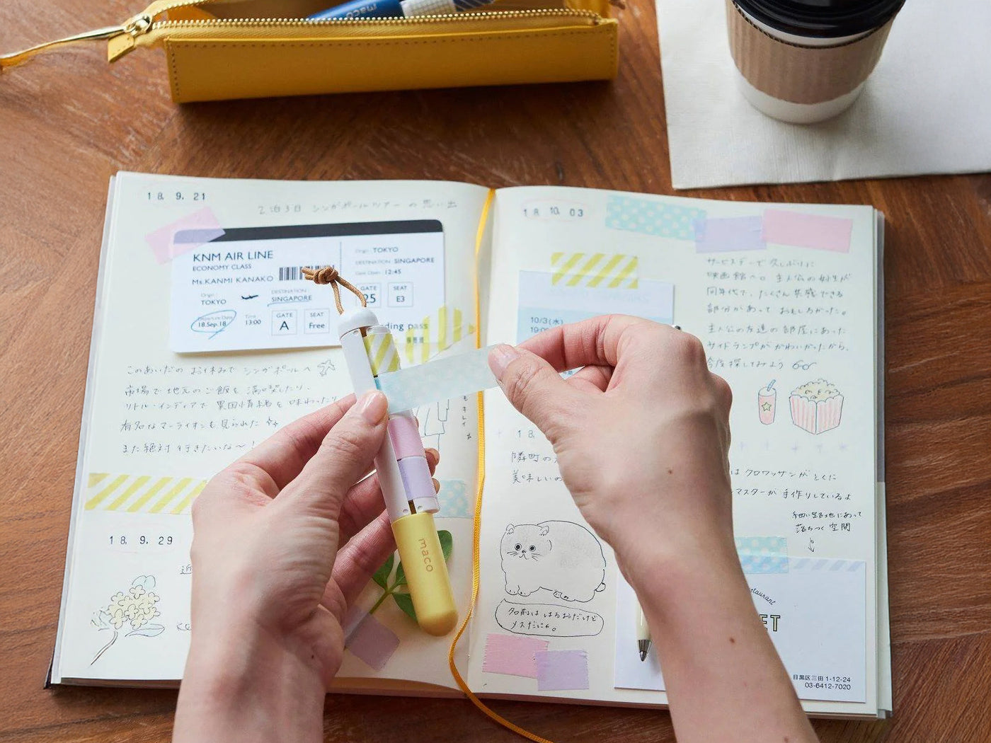achat Stylo distributeur de masking tape -  Kanmido Mako jaune pastel