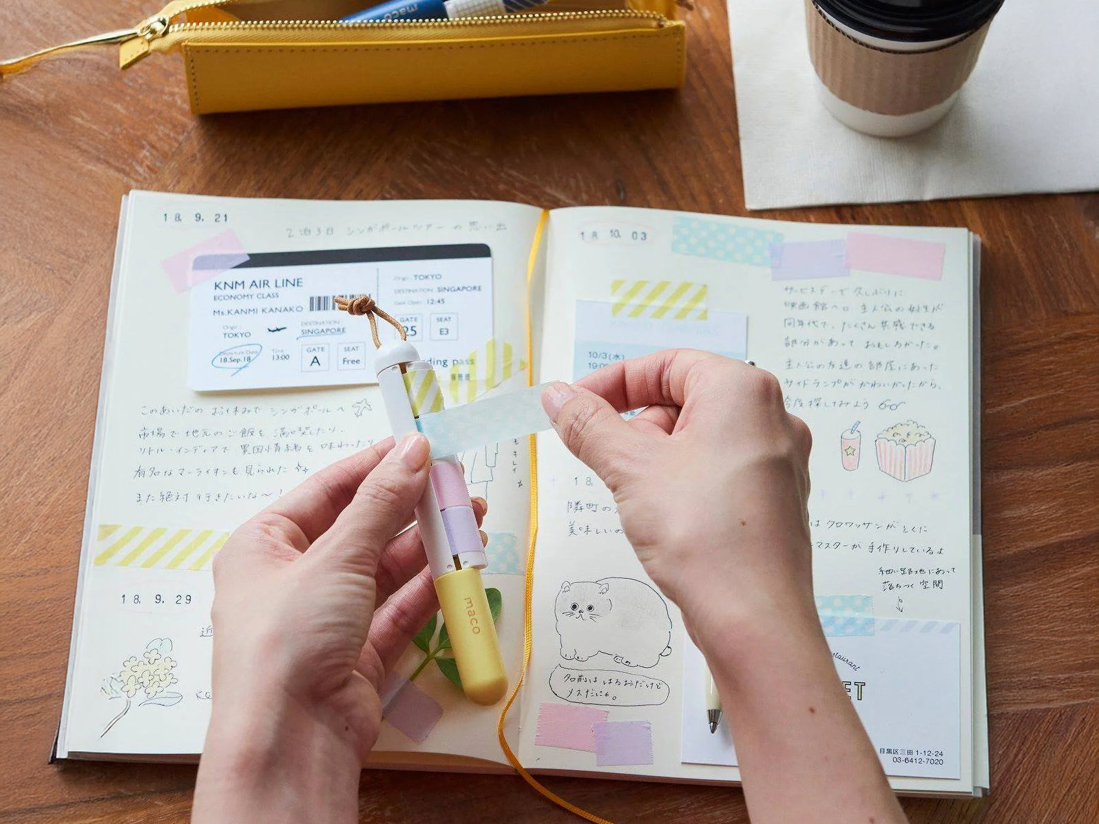 achat Stylo distributeur de masking tape -  Kanmido Mako jaune pastel