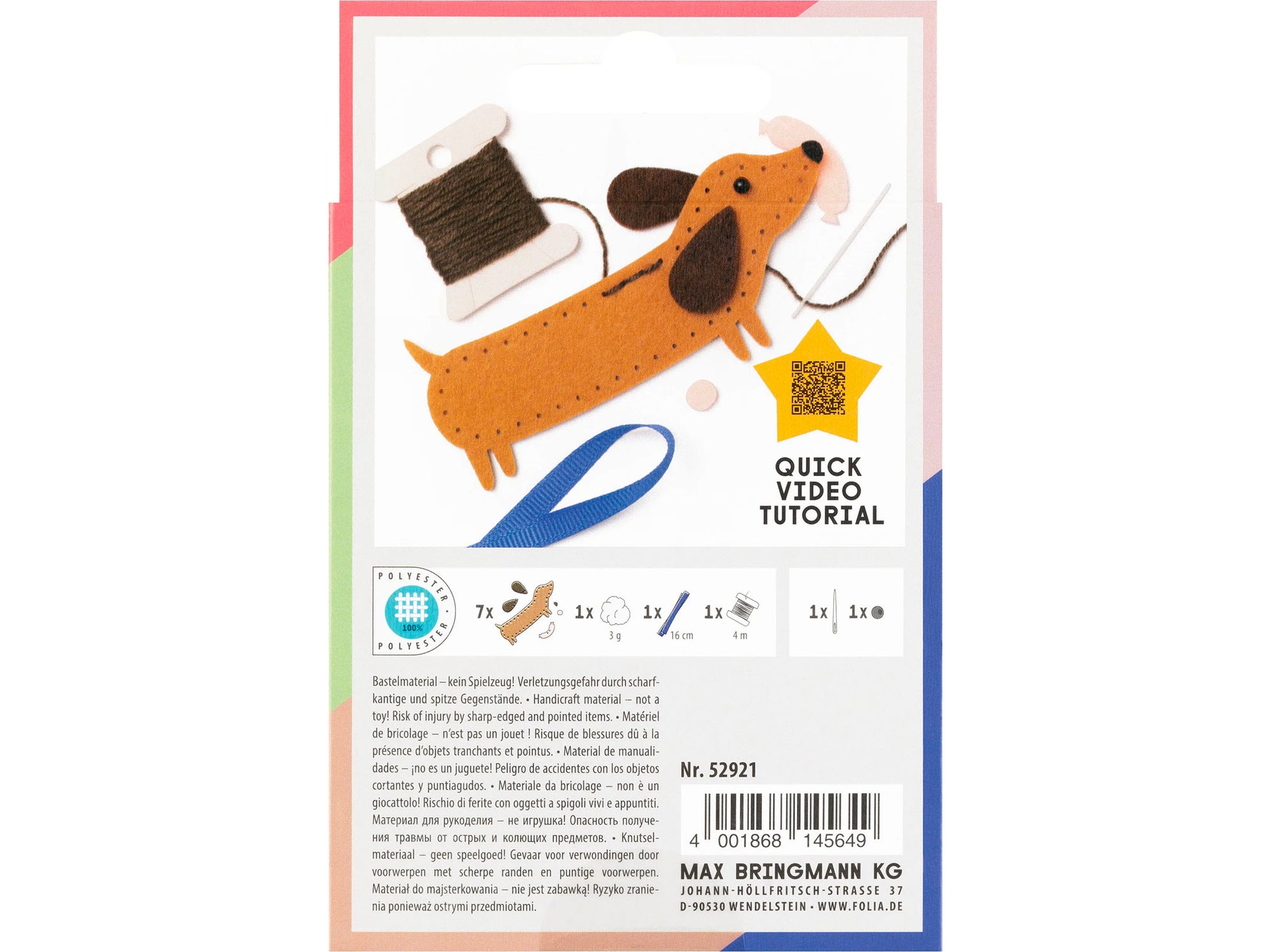 achat Mini set de couture en feutrine - Chien Teckel