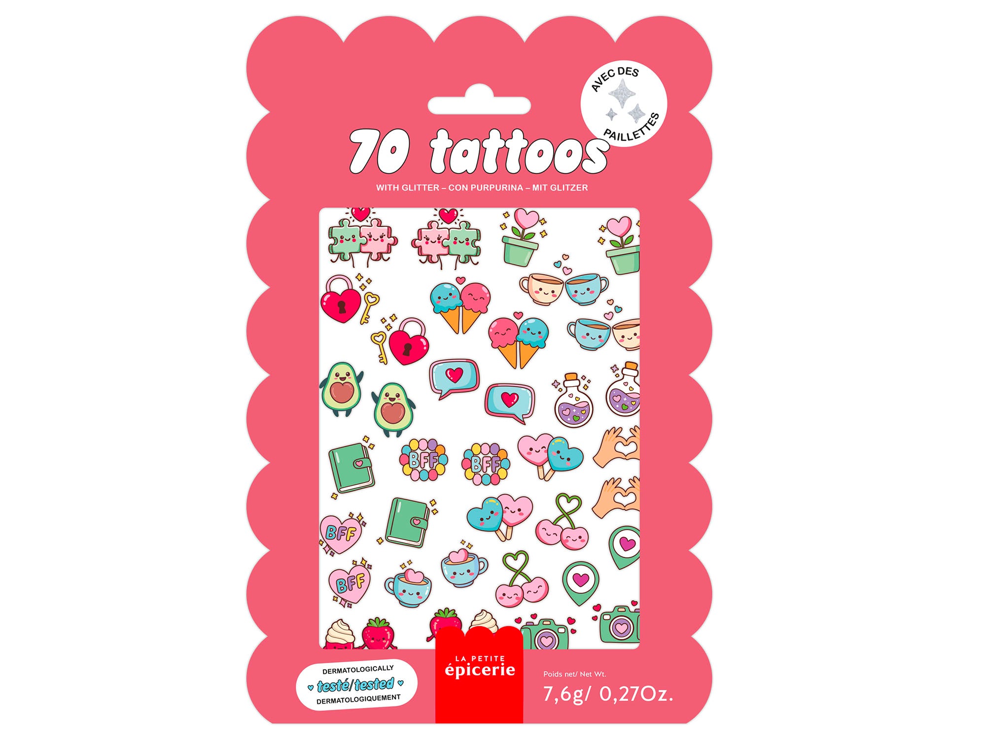 Achat Pochette de 70 Tattoos Paillettes - Best Friends