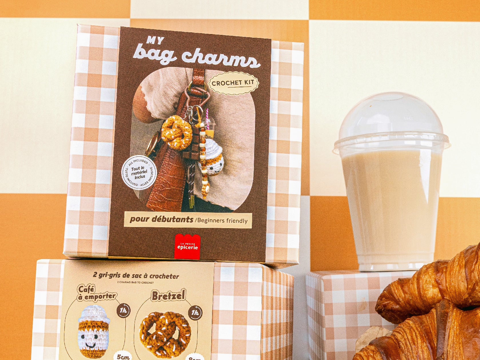 Kit crochet pour débutant - bag charms- coffee time