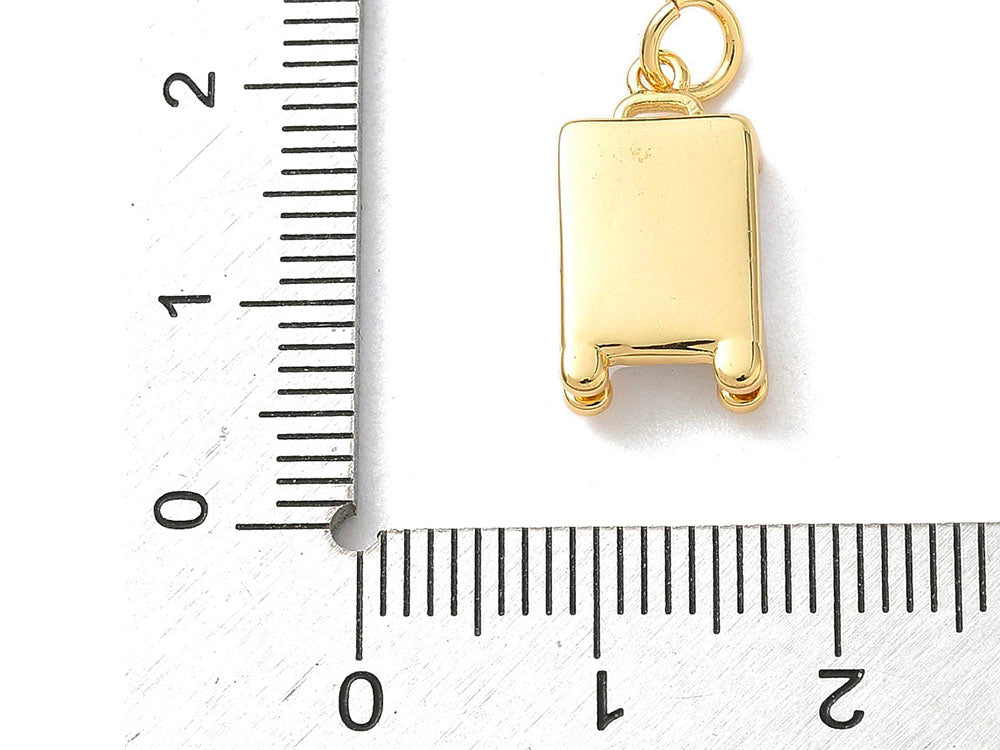 achat Breloque Valise Mignonne Émaillée Blanc et Doré à l'Or 18k