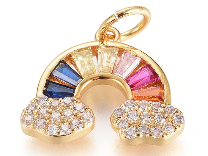 Achat Breloque arc-en-ciel multicolore strass - laiton doré à l’or fin