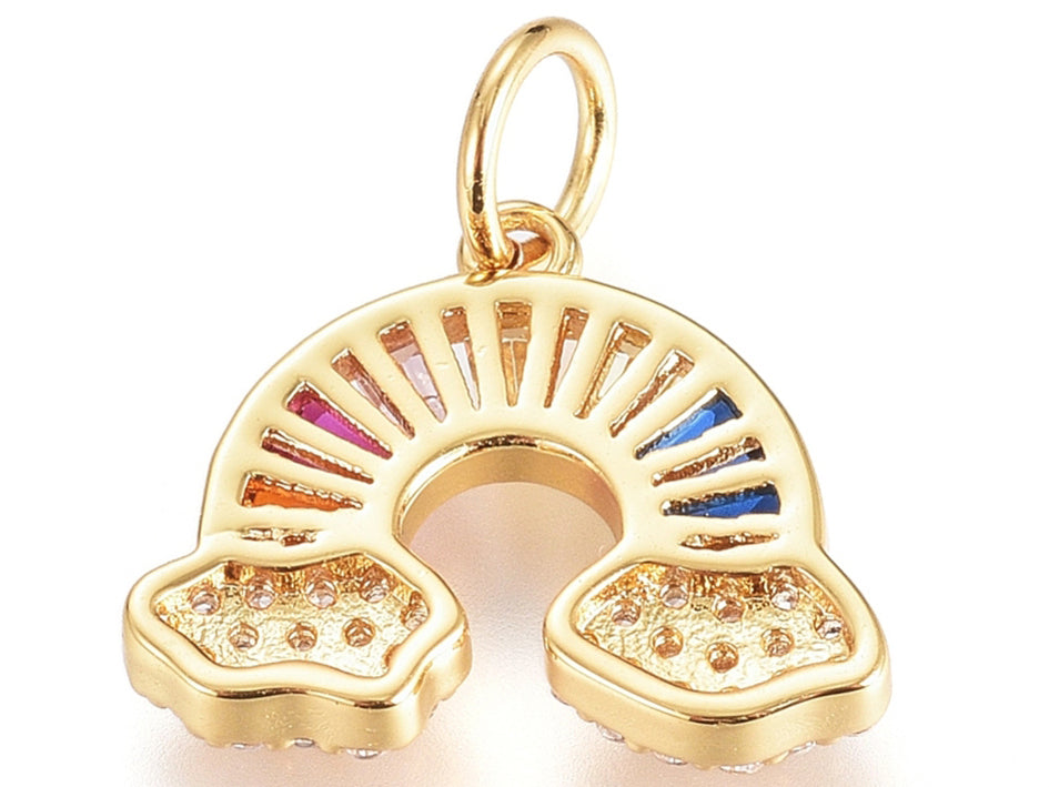Achat Breloque arc-en-ciel multicolore strass - laiton doré à l’or fin