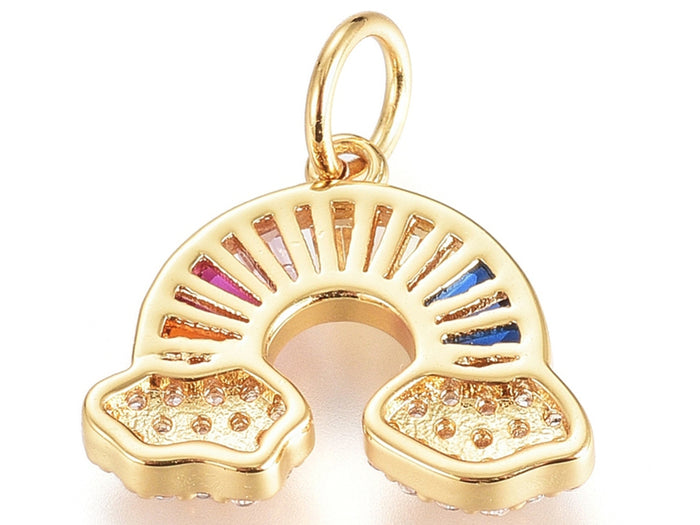 Achat Breloque arc-en-ciel multicolore strass - laiton doré à l’or fin