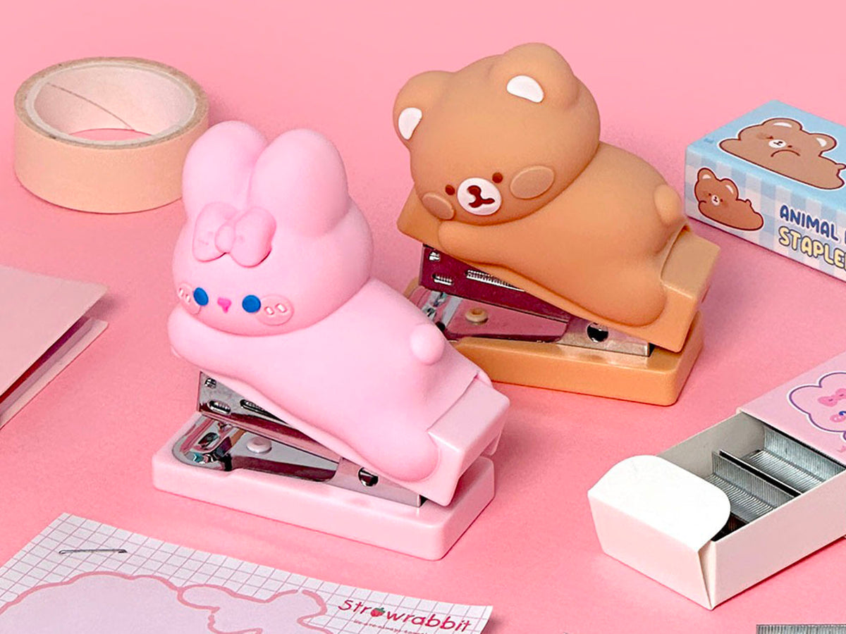 achat Set mini agrafeuse Lapin rose Kawaii & agrafes