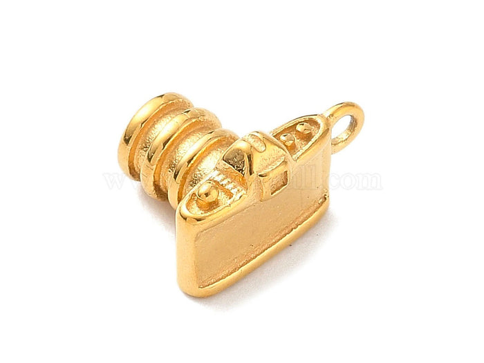 Achat Breloque Appareil photo doré - Acier inoxydable plaqué or 18K
