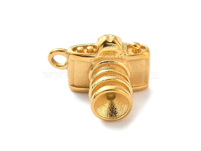Achat Breloque Appareil photo doré - Acier inoxydable plaqué or 18K
