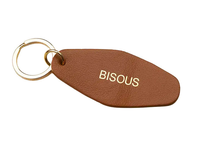 Achat Porte-clés BISOUS en cuir marron - Les Cléias