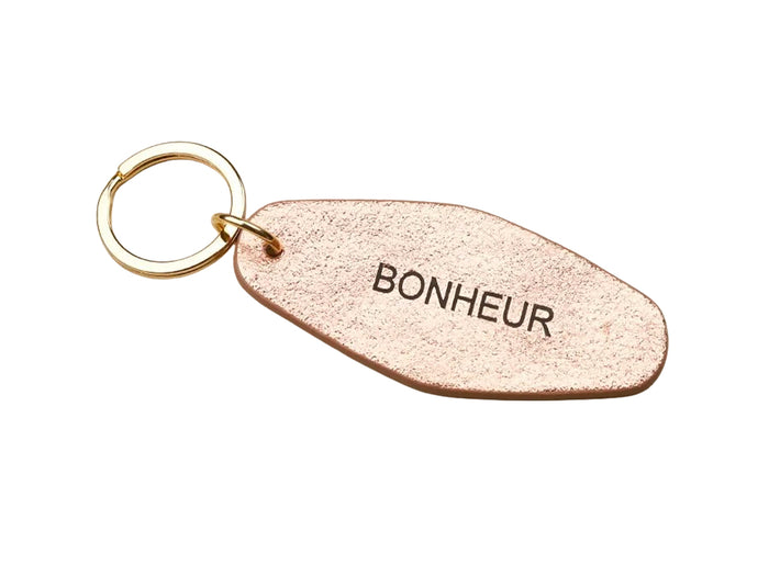 Achat Porte-clés BONHEUR en cuir - Rose gold métallisé