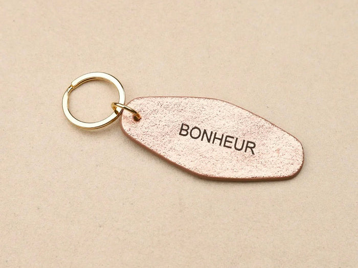 Achat Porte-clés BONHEUR en cuir - Rose gold métallisé