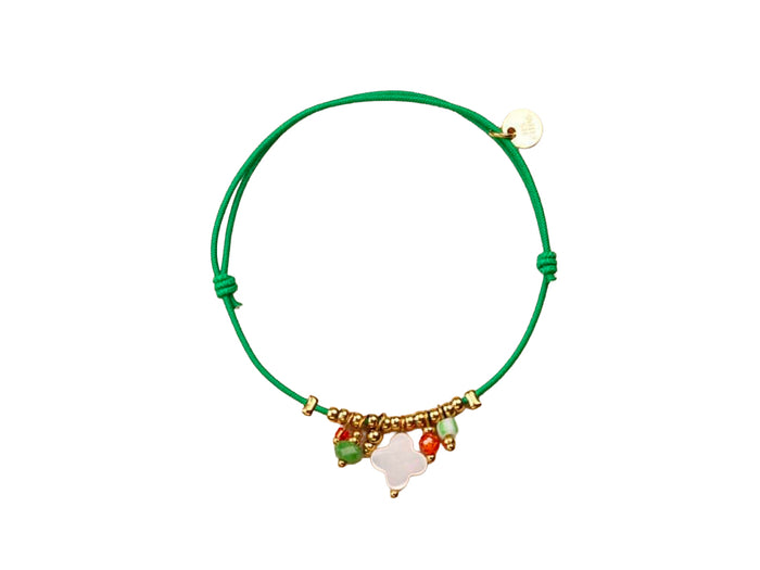 Achat Bracelet élastique vert Trèfle nacré - Les Cléias
