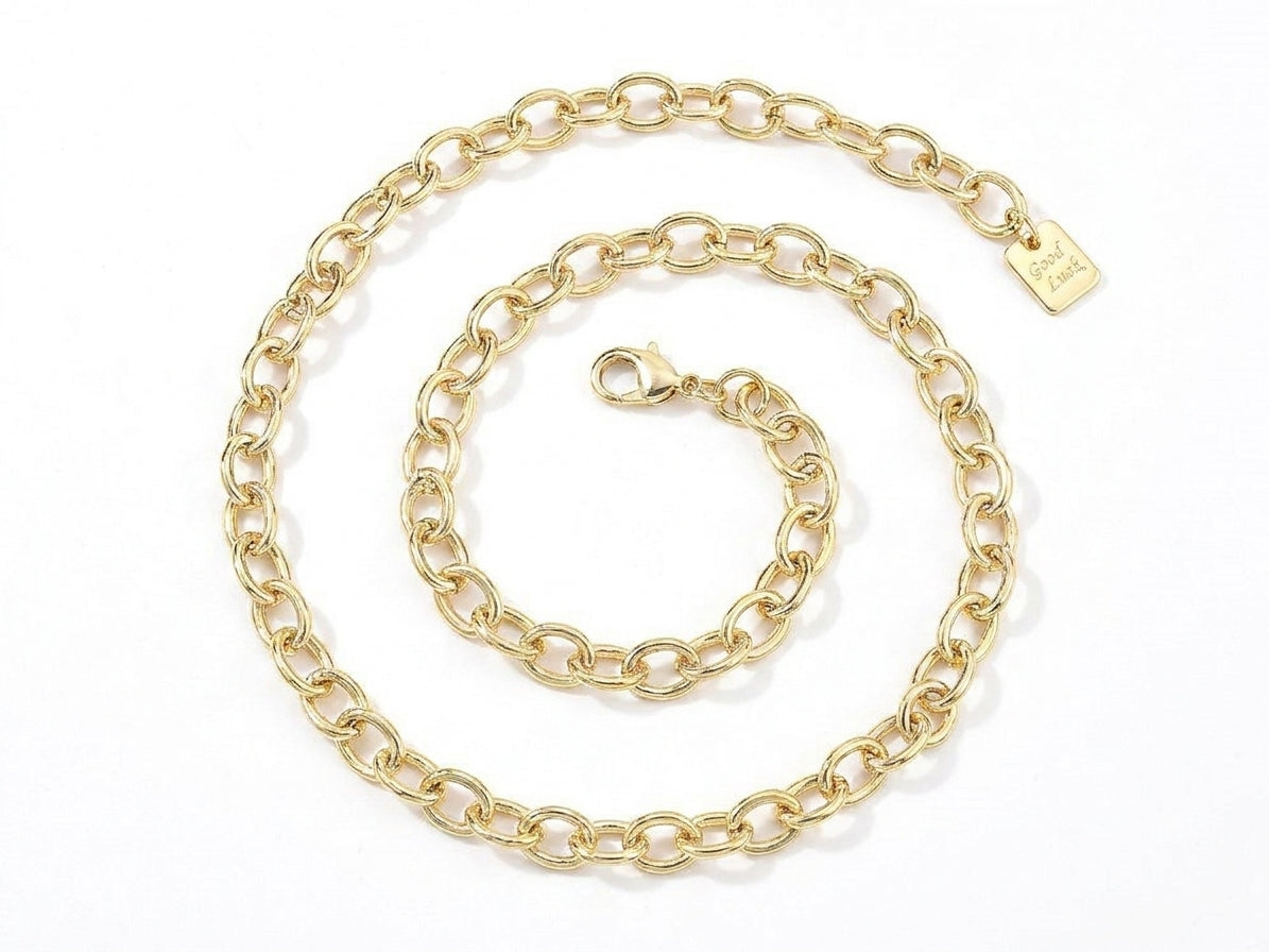 Achat Collier chaîne câble médaille Good Luck 61,8 cm - laiton doré à l’or fin