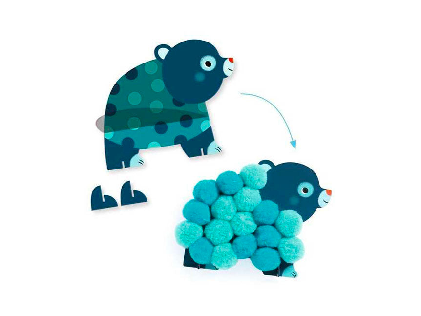 achat Collage de pompoms Animaux - Djeco