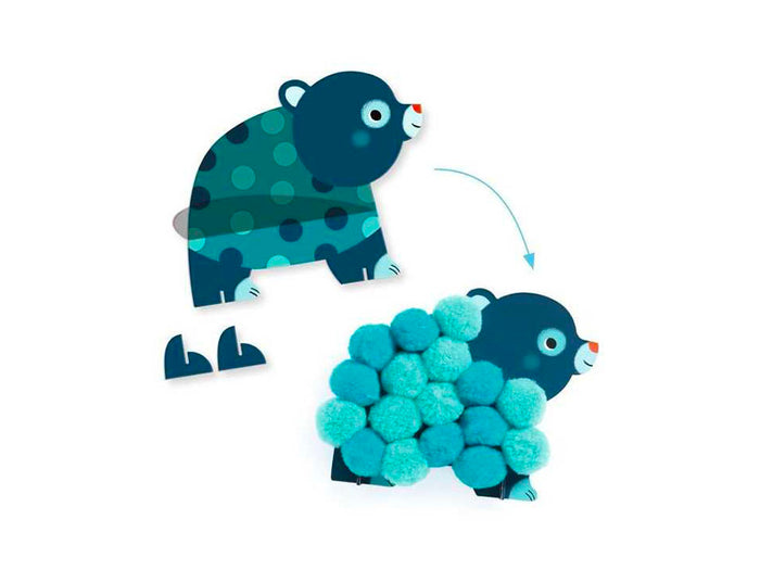 Achat Collage de pompoms Animaux - Djeco